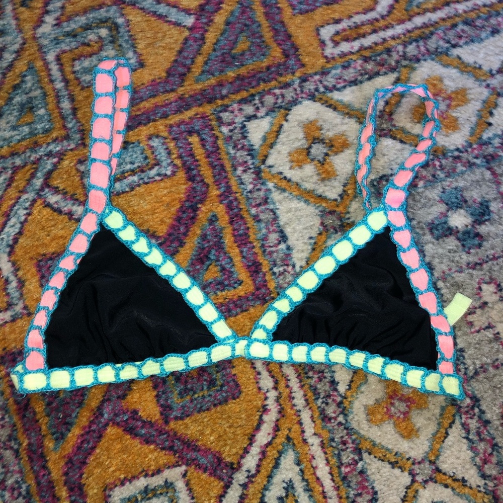 Neon & black bikini top
